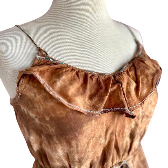 Womens Dress Size 6 Brown Tie Dye Ruffle Hippie Boho Festival Beachy Vacation - Picture 5 of 8
